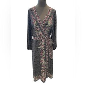 Max Studio Floral Print Wrap Maxi Dress XL